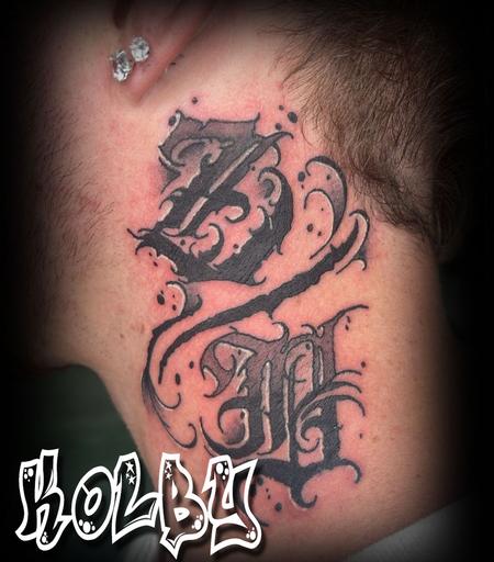 Kolby Chandler - Lettering Neck tattoo